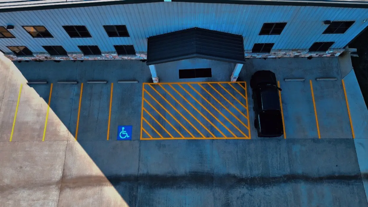 Entrance no-parking zone with painted markings